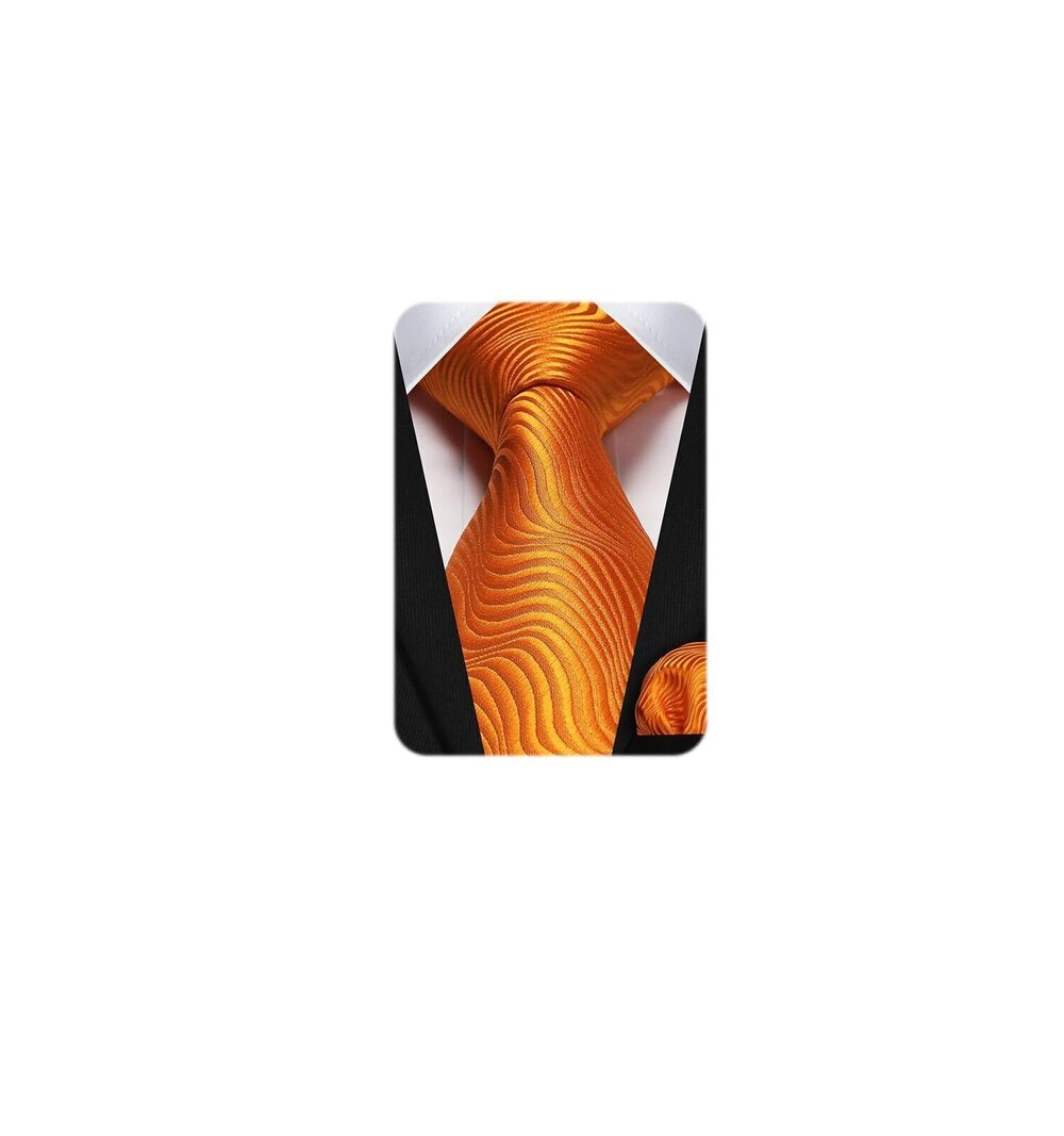 9709 Orange Ties Wedding Burnt Orange Tie and Pocket Square Set Sunset